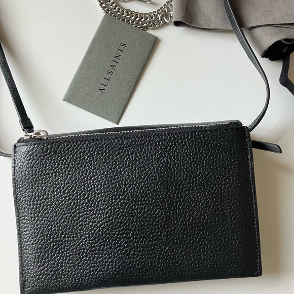 All Saints Fetch Leather/Chain Crossbody Wallet - Picture 12 of 16
